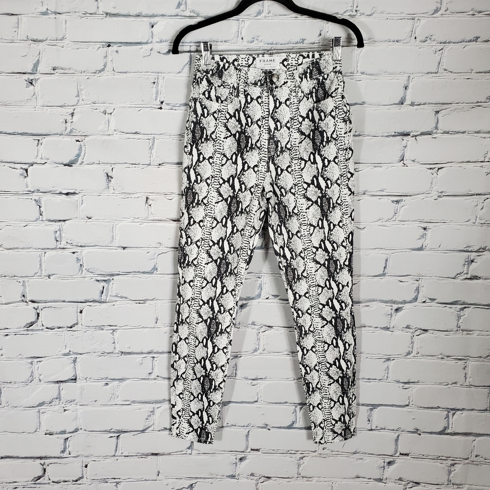 Frame Ali High Rise Cigarette Jeans Tonal Python - Picture 2 of 9